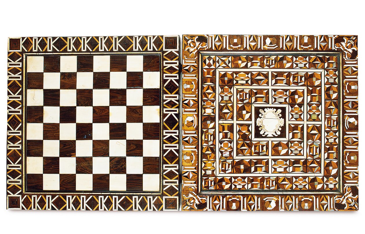 South German marquetry games box, from Augsburg or Nuremberg, late 16th-early 17th century by School German