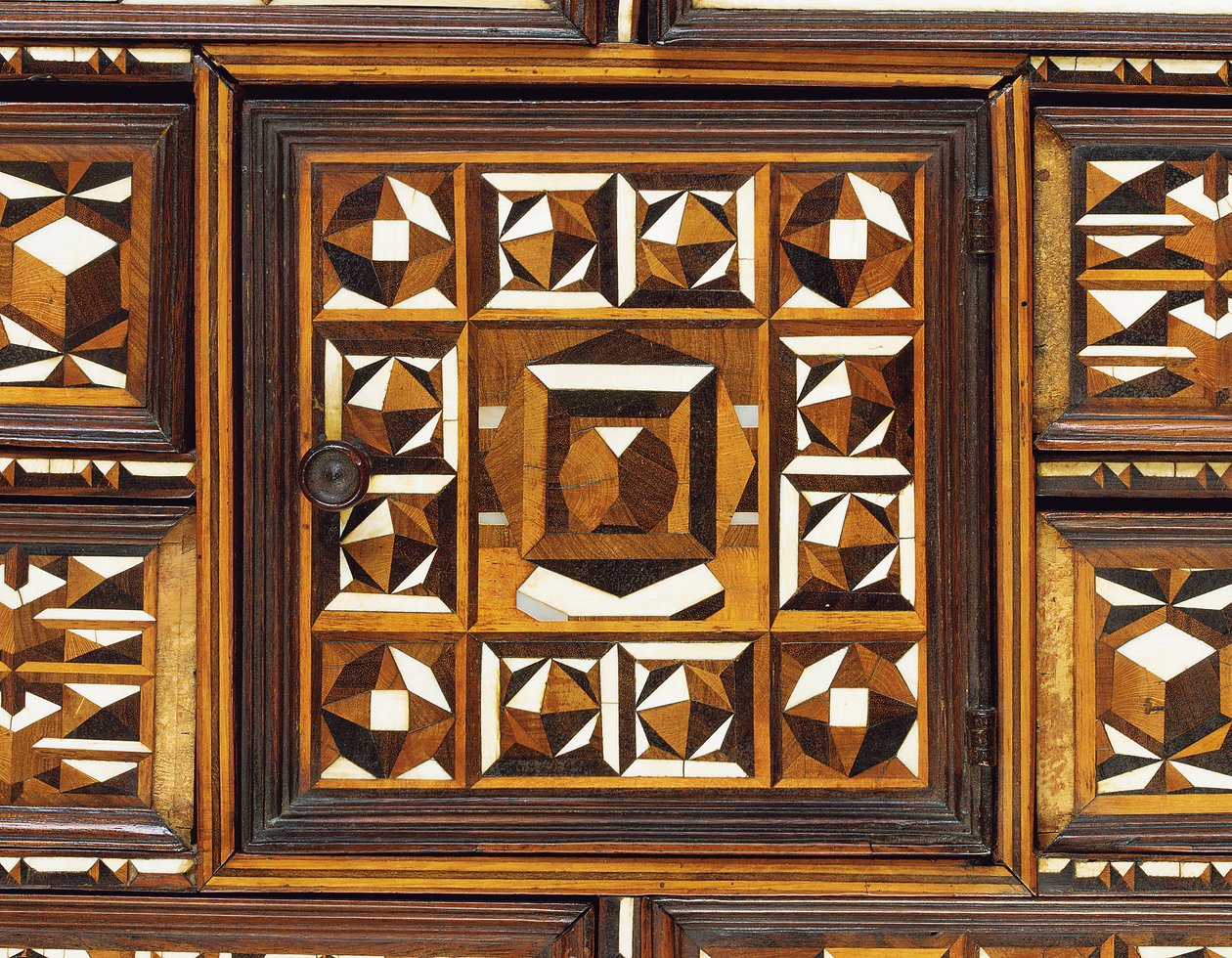 South German marquetry table cabinet by School German