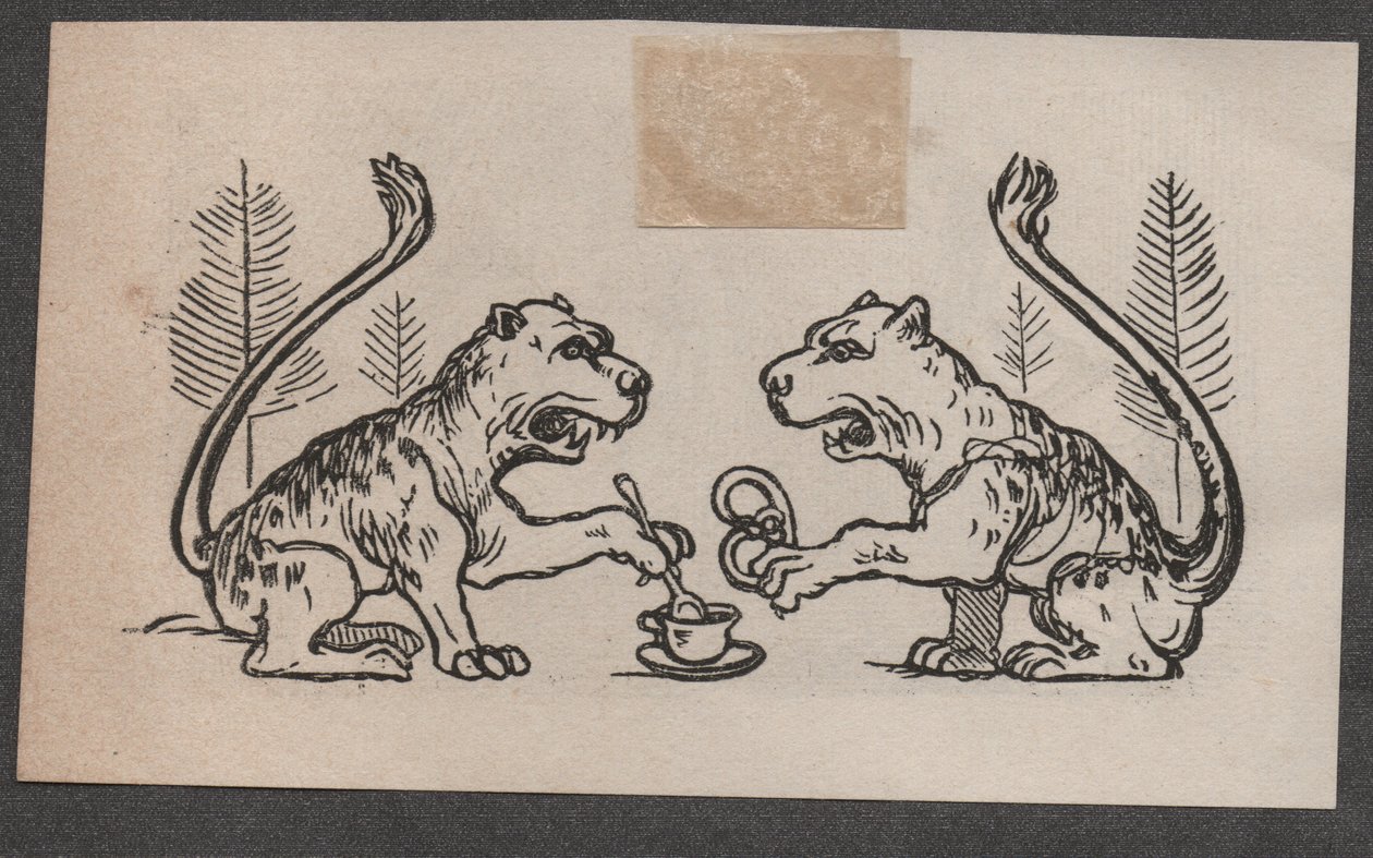 Two Lions Drink Tea by School German