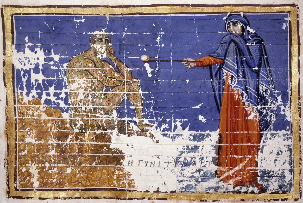 Job covered with wounds - Greek manuscript of the 10th century. Bibl. Marciana, Venice by School Greek
