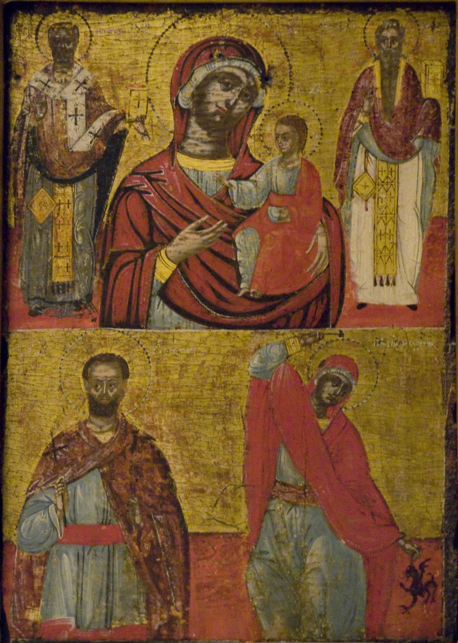 Madonna, Child, And Saints by School Greek