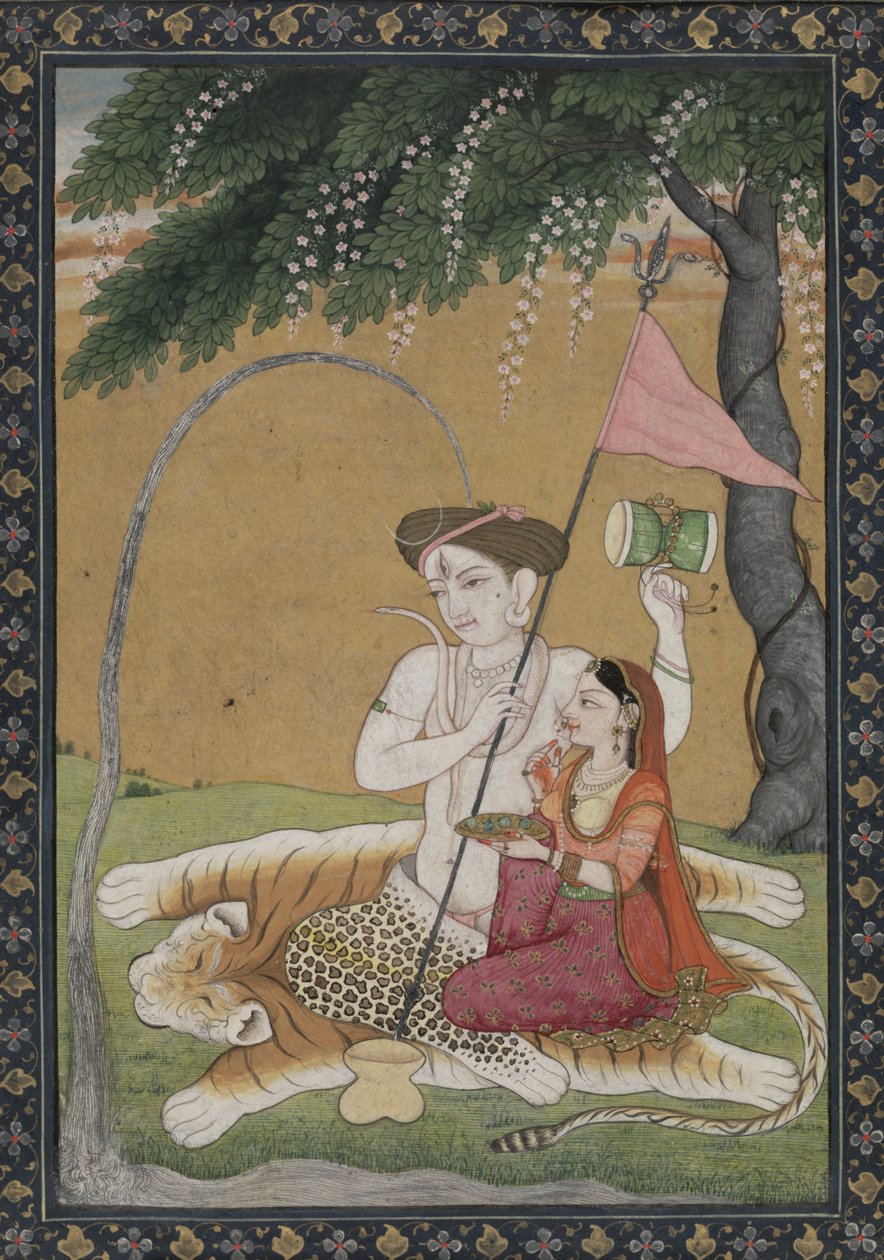 Shiva and Parvati on Tiger Skin by School Guler