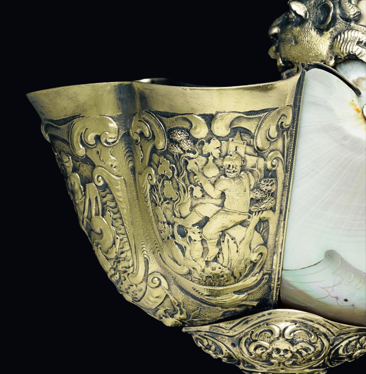 Mounted nautilus cup, Nagyszeben, mid 17th century (detail) by School Hungarian
