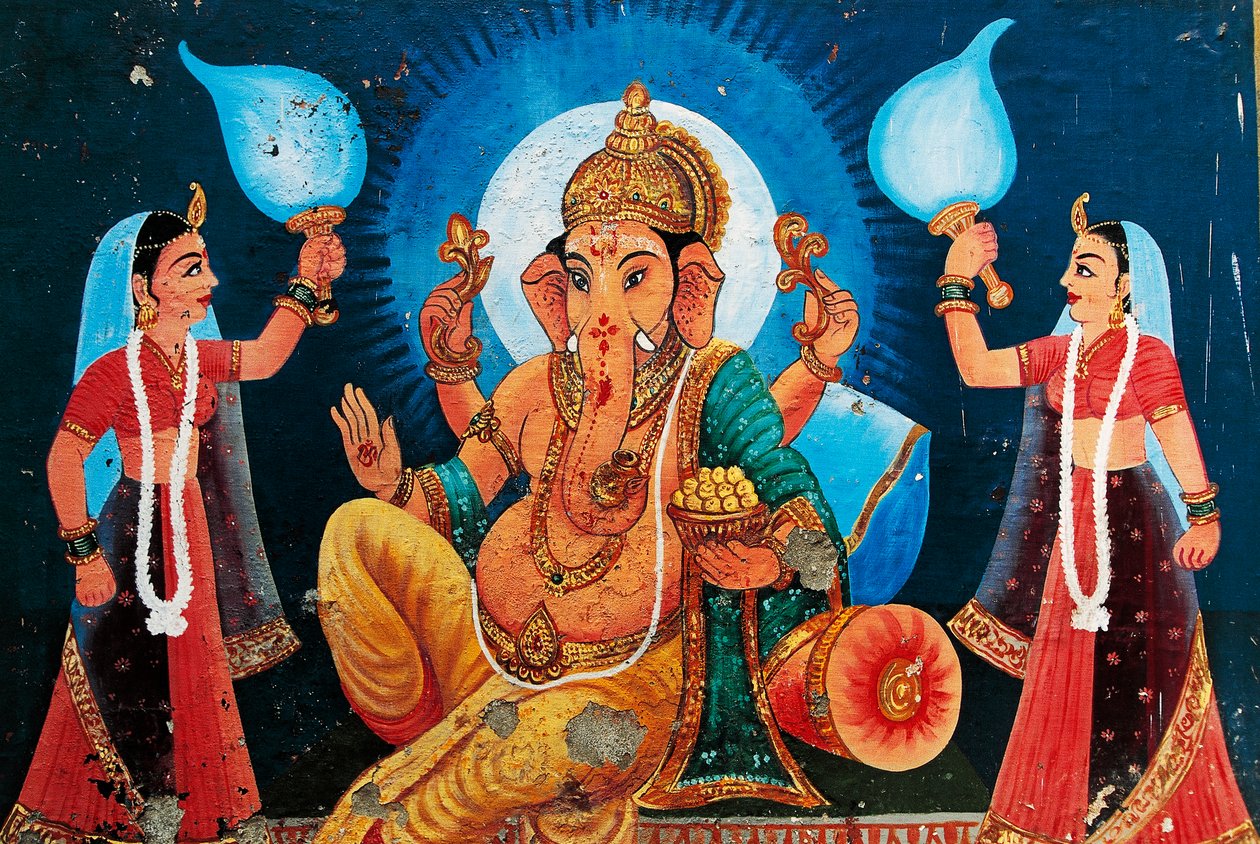 Depiction of Ganesh, Benares, India by School Indian