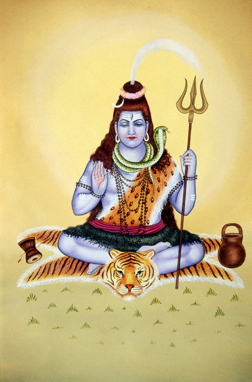 Lord Shiva Shanker Miniature Painting on Paper by School Indian