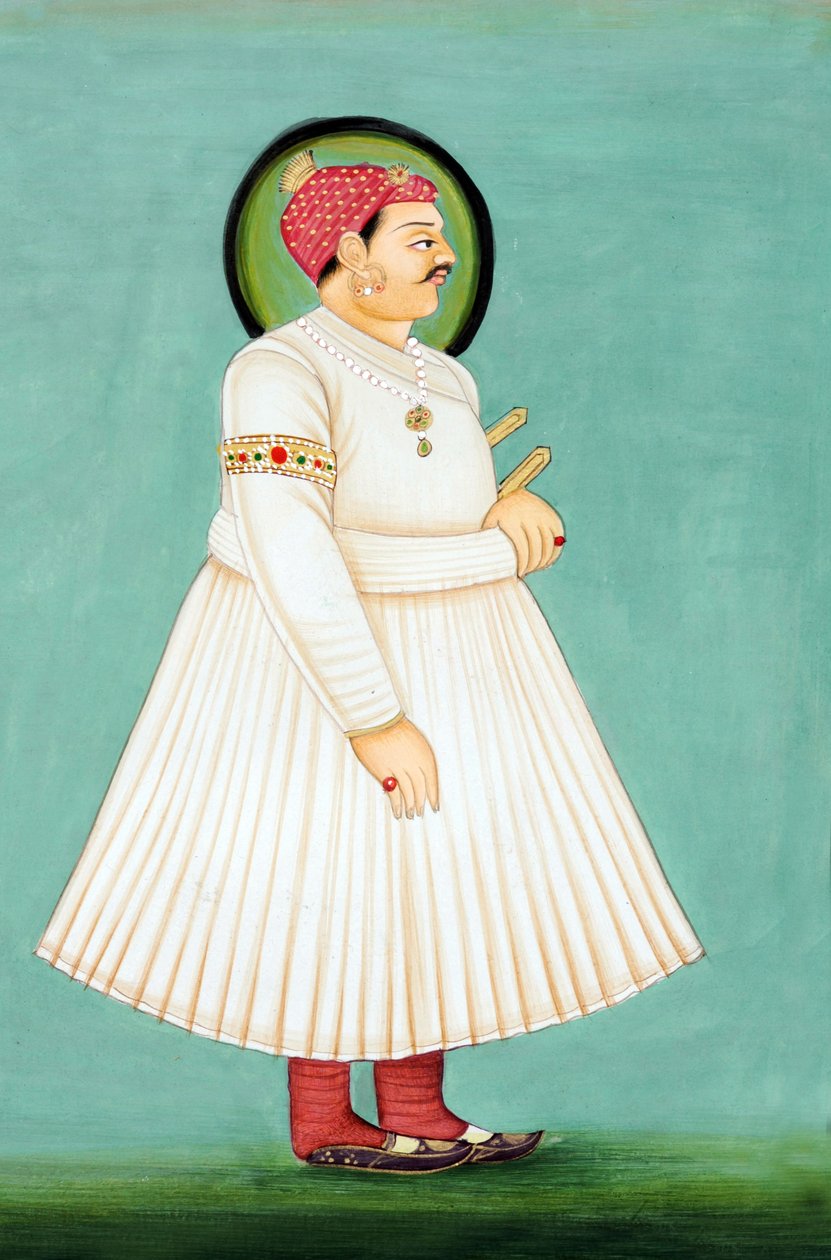 Miniature Painting of Maharaja Sawai Ishwari Singh, Jaipur by School Indian