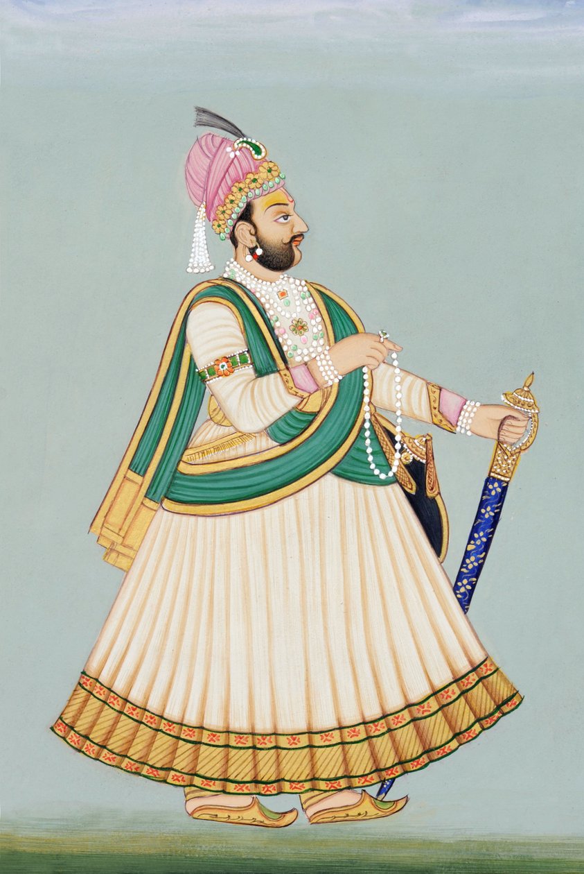 Miniature Painting of Maharaja Sawai Jagat Singh, Jaipur by School Indian