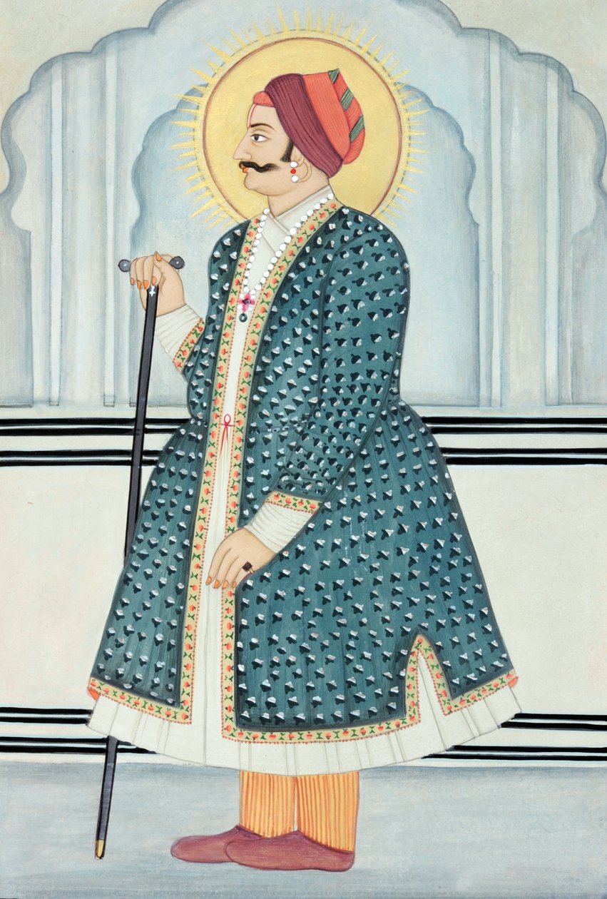 Miniature Painting of Maharaja Sawai Jai Singh II, Jaipur by School Indian