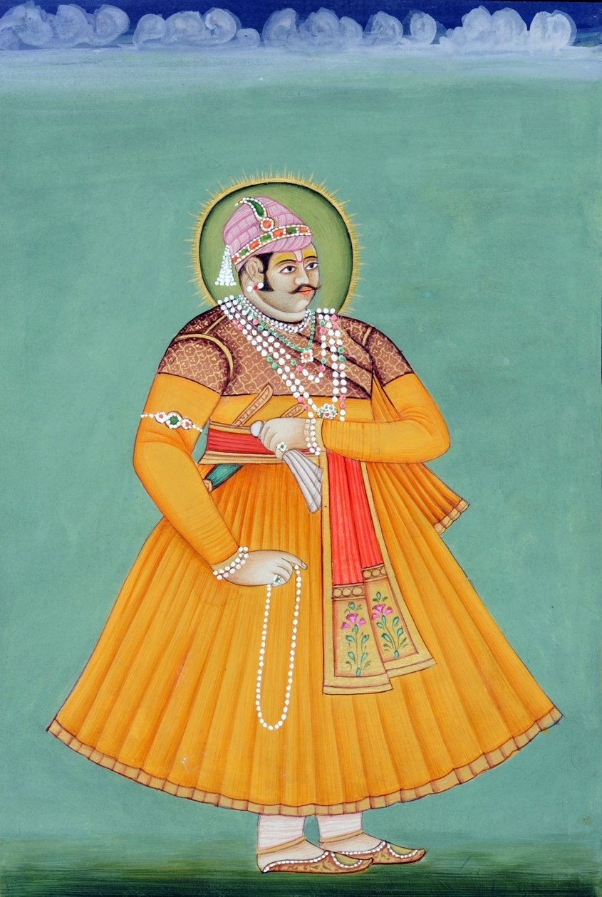 Miniature Painting of Maharaja Sawai Madho Singh, Jaipur by School Indian