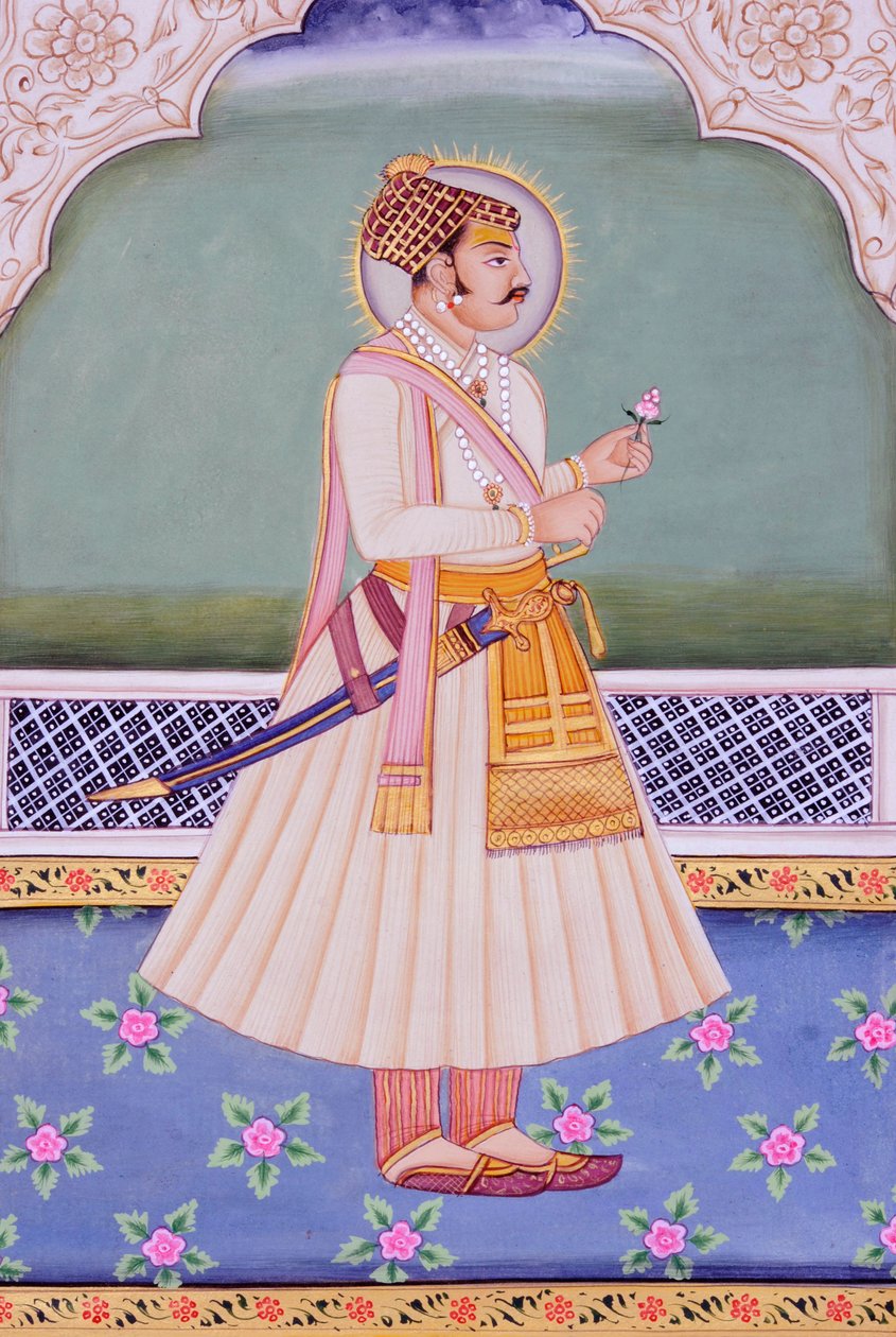 Miniature Painting of Mirza Raja Jai Singh, Jaipur by School Indian