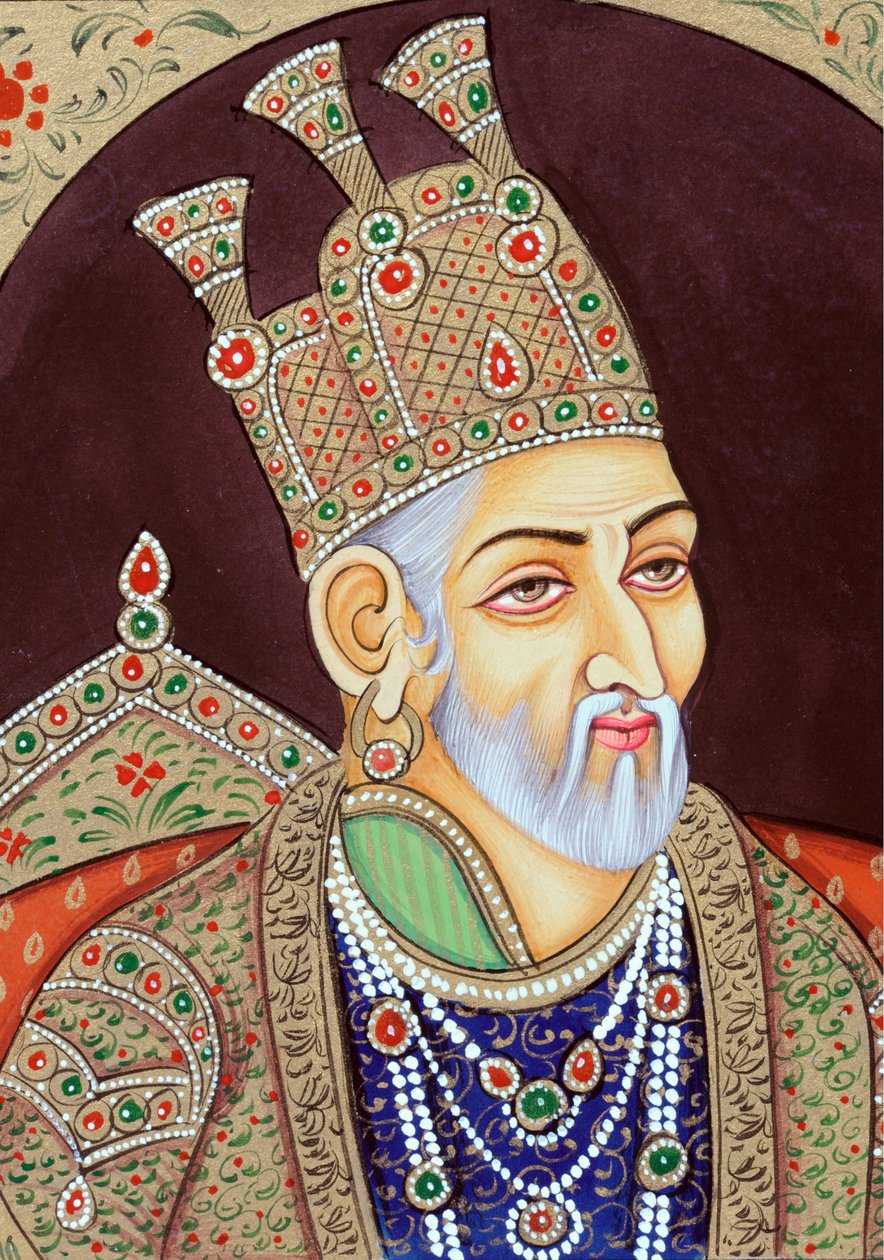 Miniature Painting of Mughal Emperor Bahadur Shah Zafar by School Indian