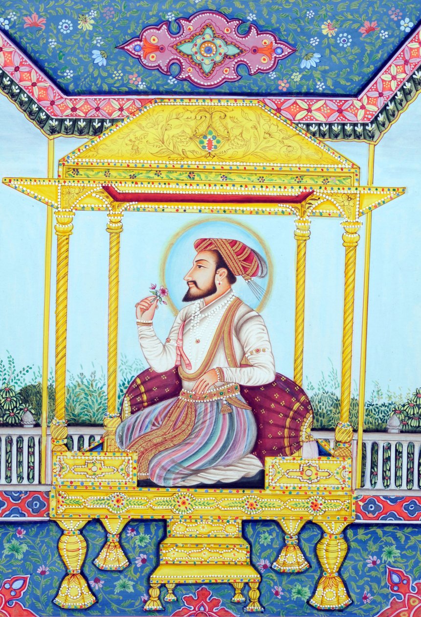 Miniature Painting of Mughal Emperor Shah Jahan by School Indian