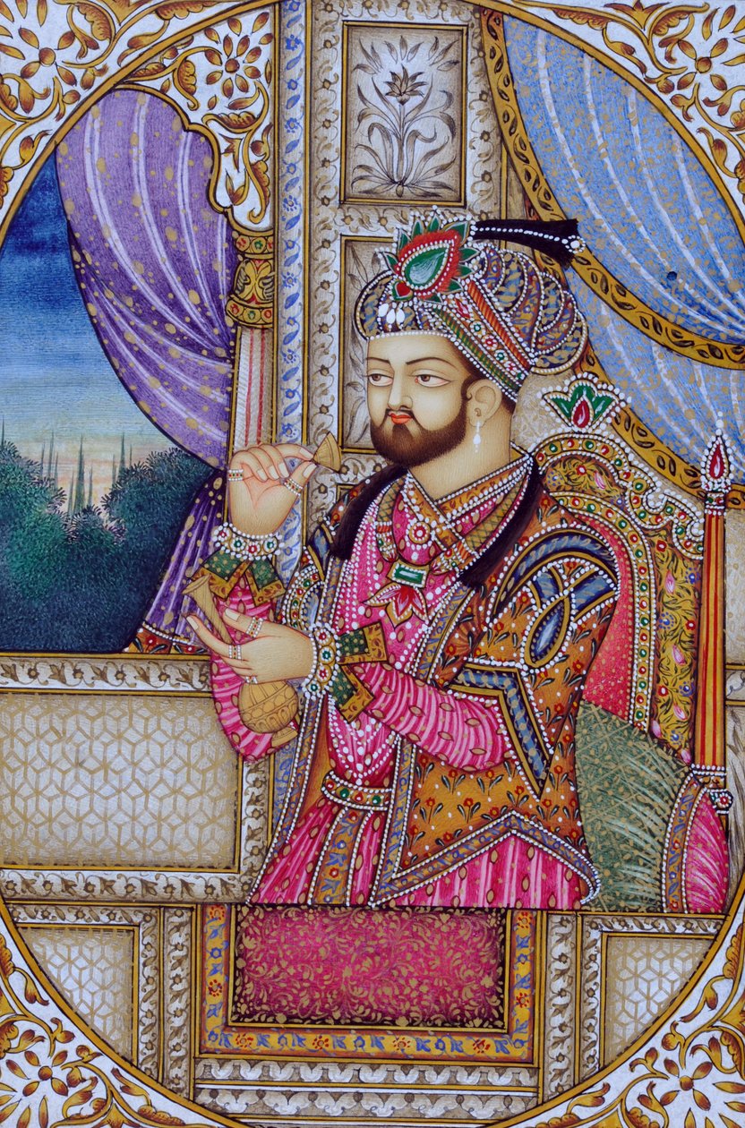 Miniature Painting of Mughal Emperor Shah Jahan, India by School Indian