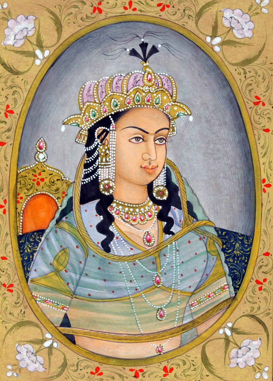 Miniature Painting of Mughal Queen Mehrunissa by School Indian