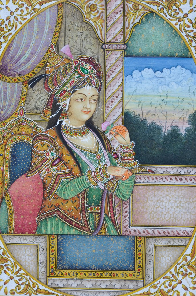 Miniature Painting of Mughal Queen Nur Jahan, India by School Indian