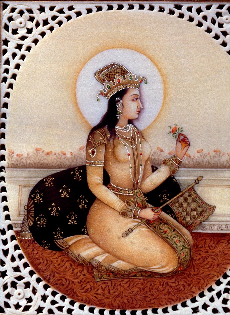 Miniature Painting on Ivory of Princess Mumtaz Mahal, Wife of Mughal Emperor Shah Jahan by School Indian