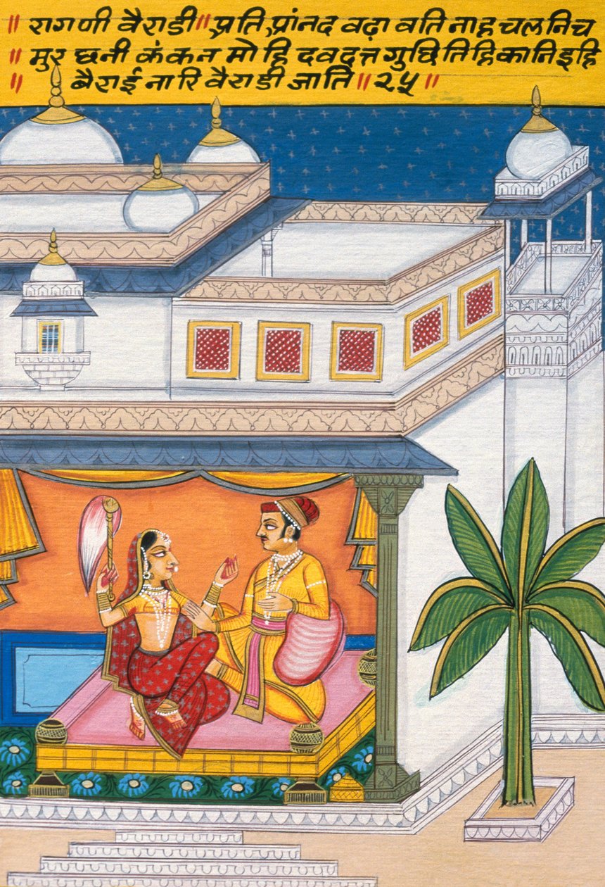 Miniature Painting on Paper, Ragini Vairadhi, Nathdwara School by School Indian
