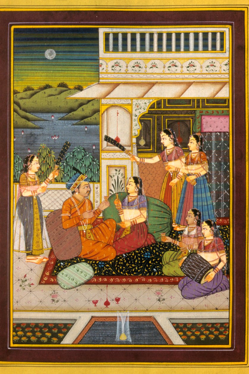 Mughal Miniature Painting, Love Scenes, India by School Indian