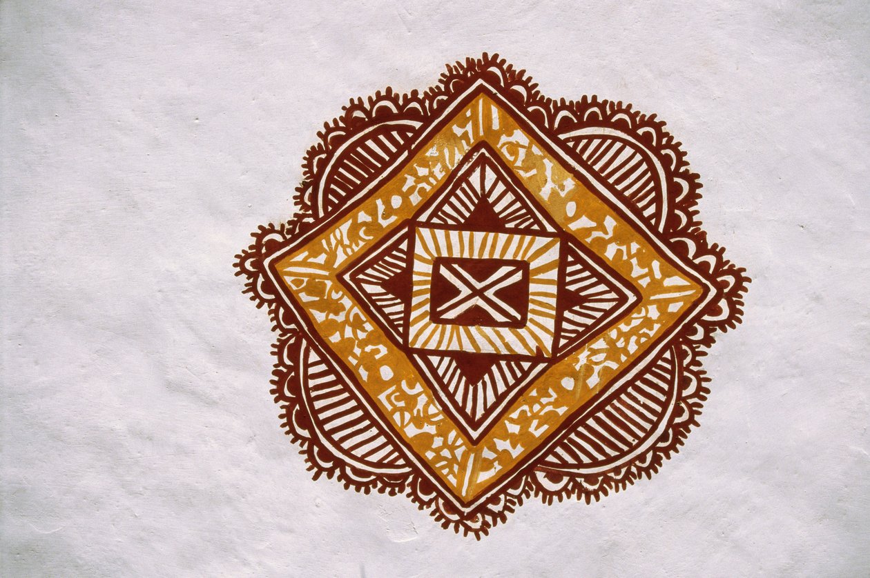 Places Painting Mandna at Jawaly Kala Keuarra, Jaipur, Rajasthan by School Indian