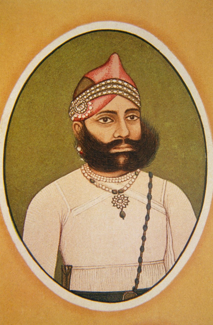 Portrait of Maharaja Fateh Singh, Udaipur, Rajasthan, India by School Indian