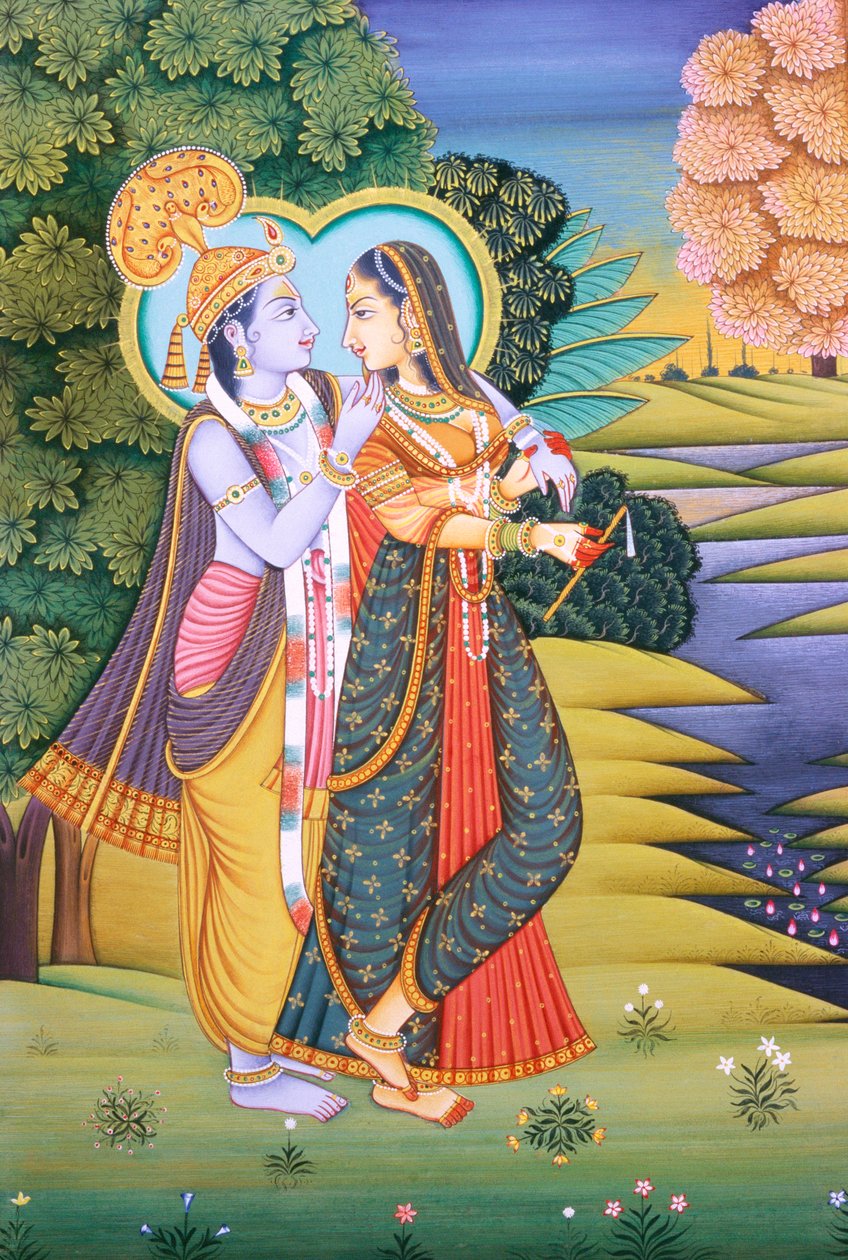 Radha Krishna Miniature Painting by School Indian