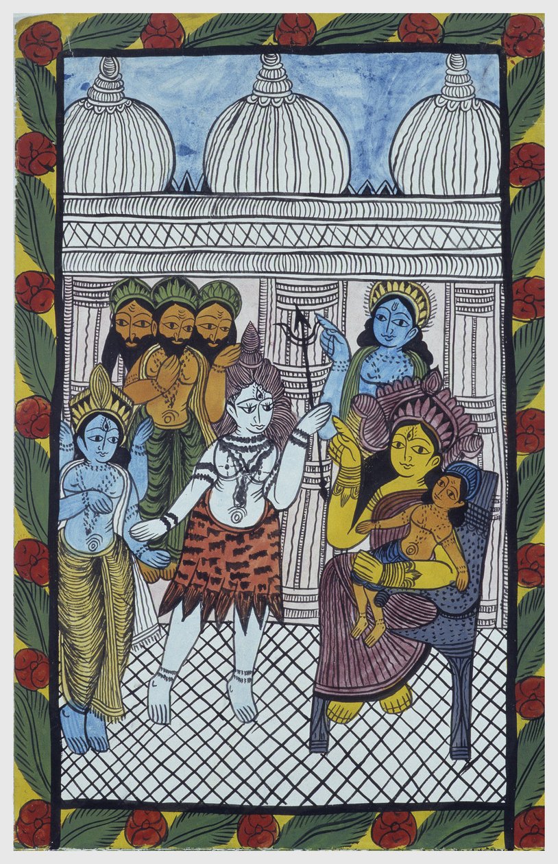 The Gods Come to Admire Krishna by School Indian