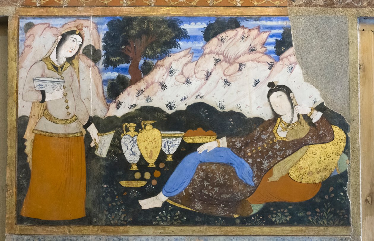 Fresco at Chehel Sotoun Palace, Esfahan, Iran by School Iranian