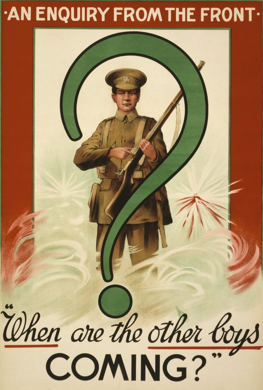 Great War Recruitment Poster, issued in Ireland by School Irish