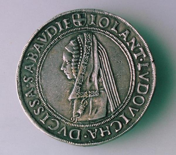 4-Teston Coin (reverse) of Philibert II of Savoy (1497-1504) Depicting His Wife, Iolanta Ludovica by School Italian