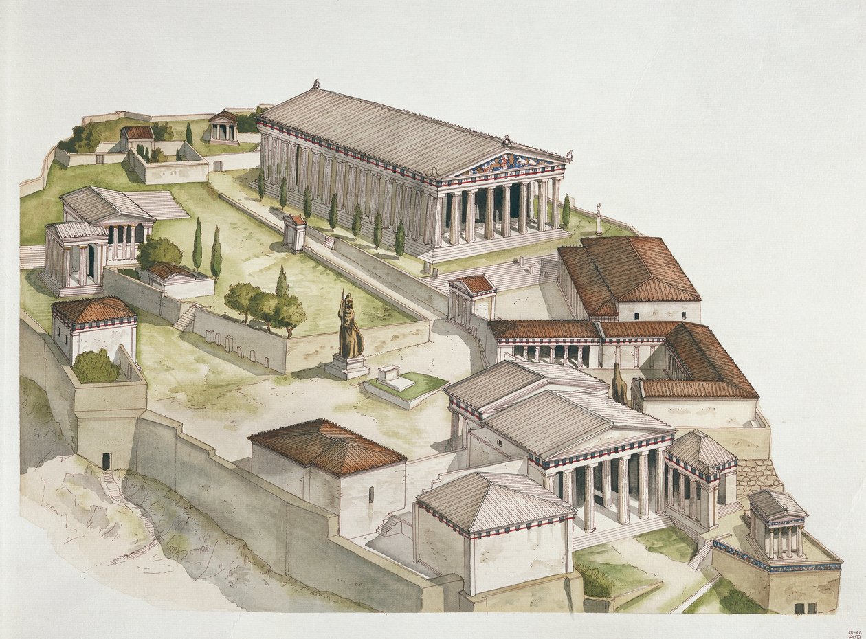 Ancient Athens - reconstruction of the Acropolis, 5th century BC by School Italian