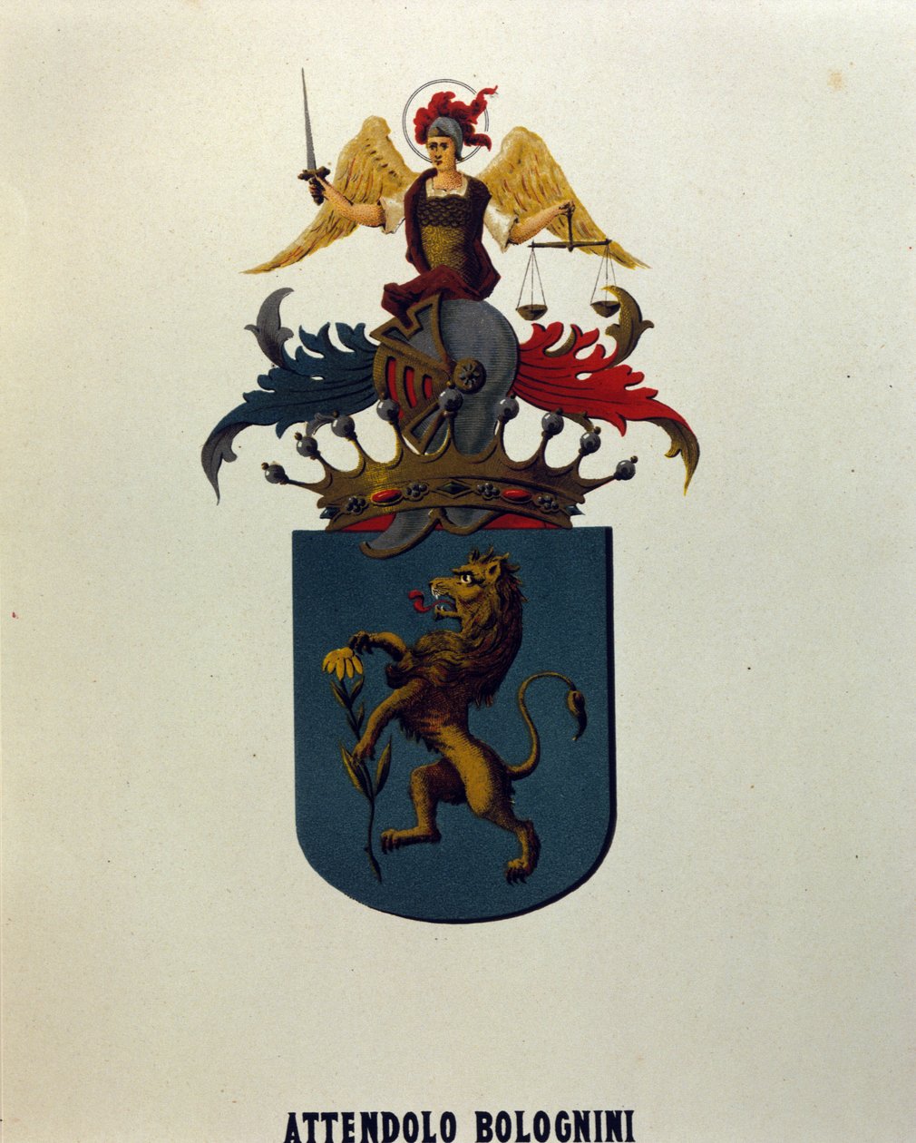 Blason of the Attendolo Bolognini family of Milan with lion 