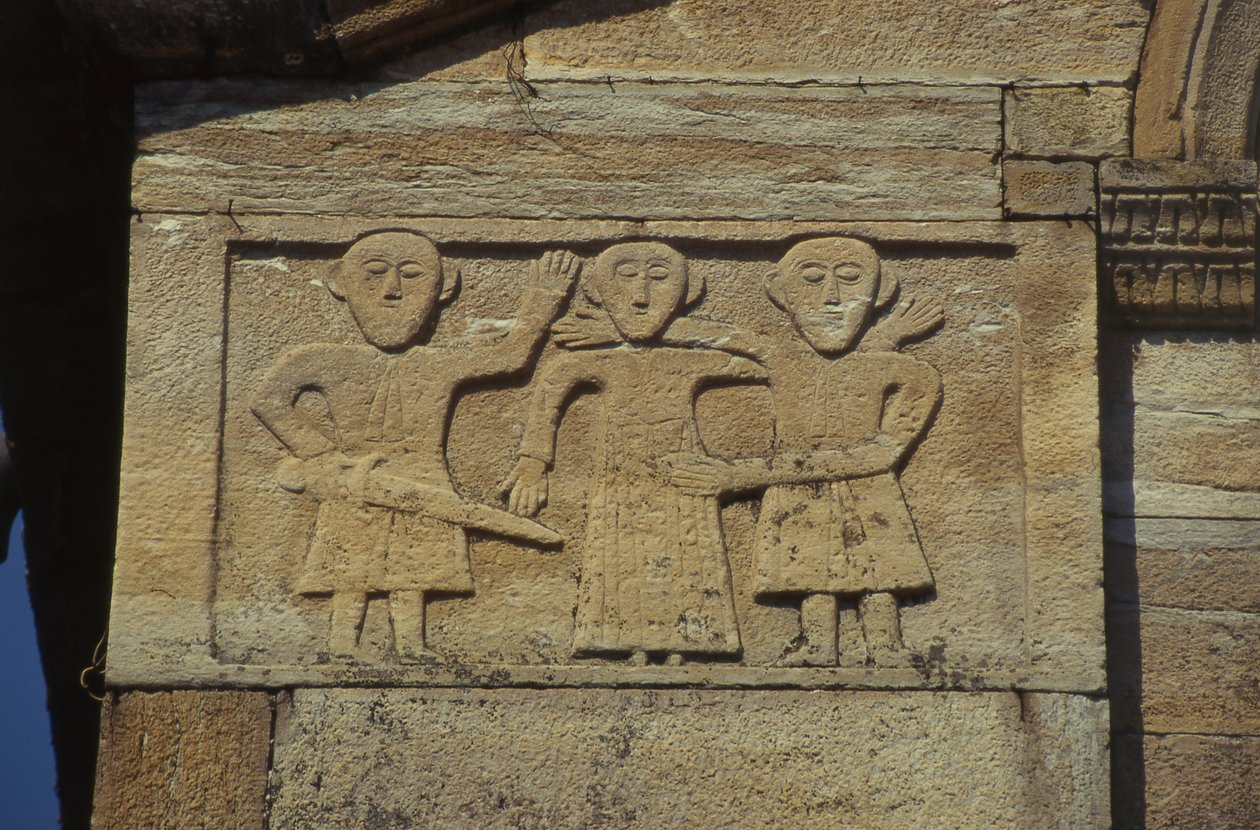 Detail from the facade of the parish church of Santa Maria by School Italian