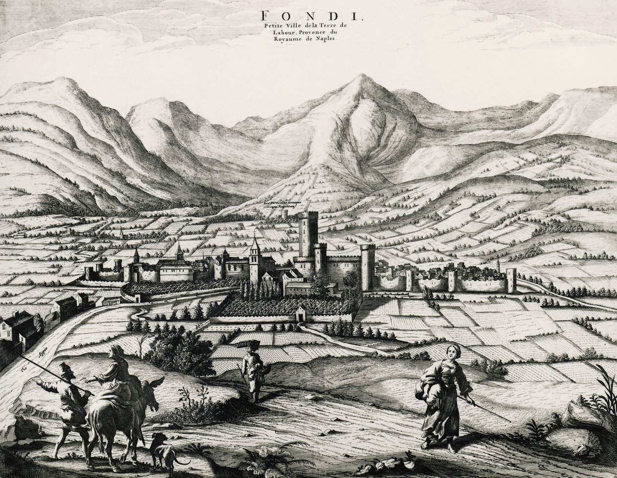 Fundi city in Lazio, engraving, Italy by School Italian