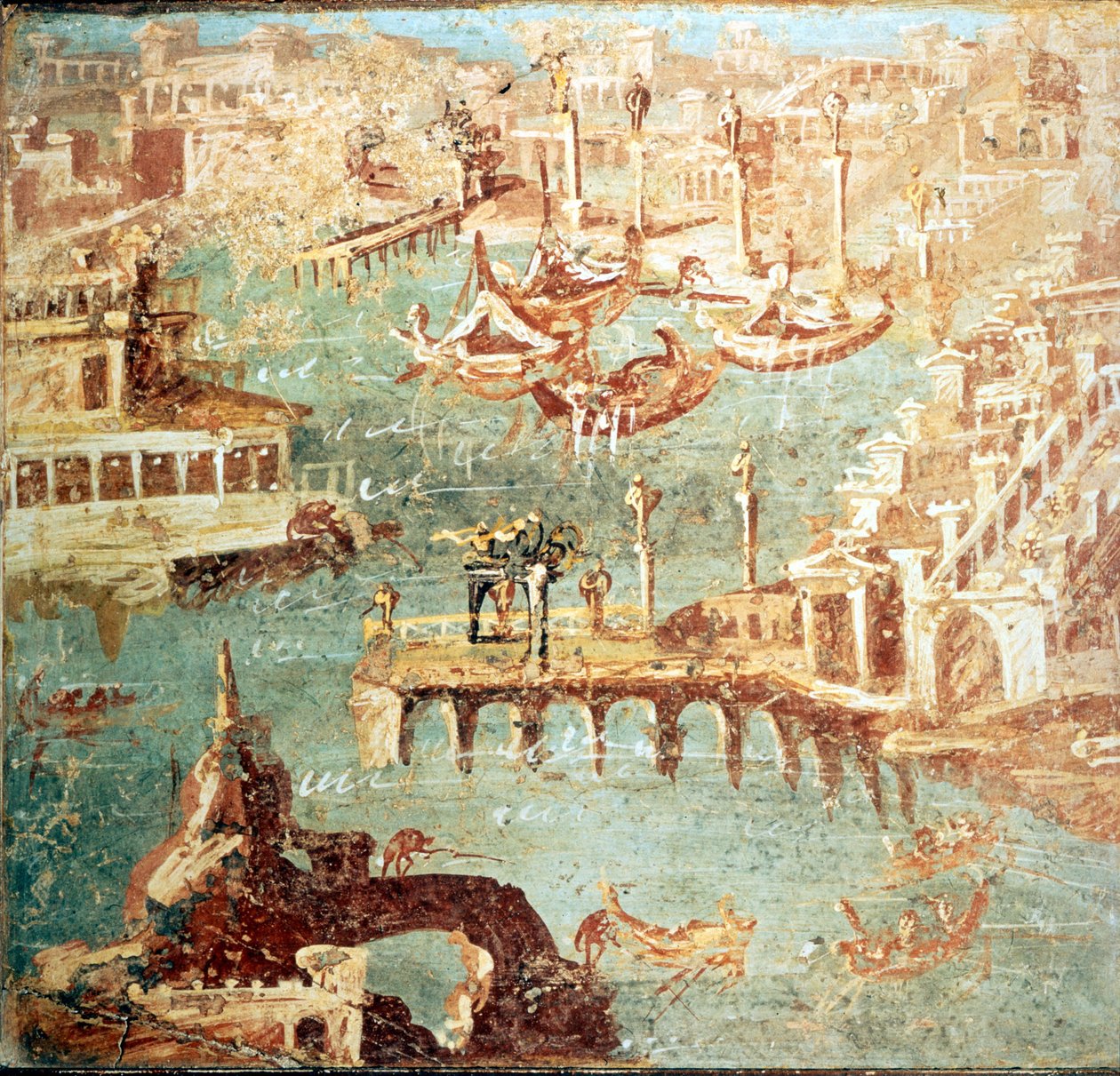 Port of Pozzuoli near Naples. Museo Nazionale de Naples by School Italian