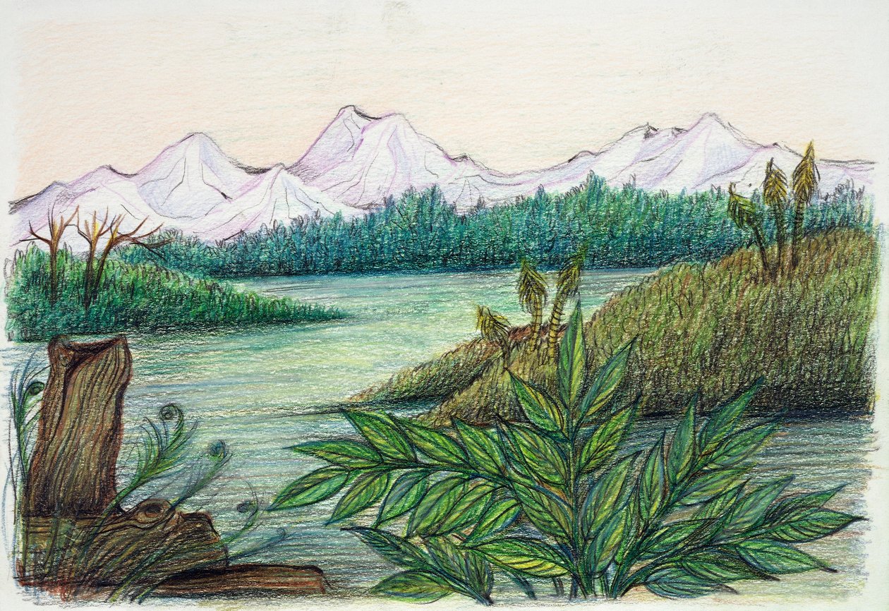 Prehistory - reconstruction of natural environment by School Italian