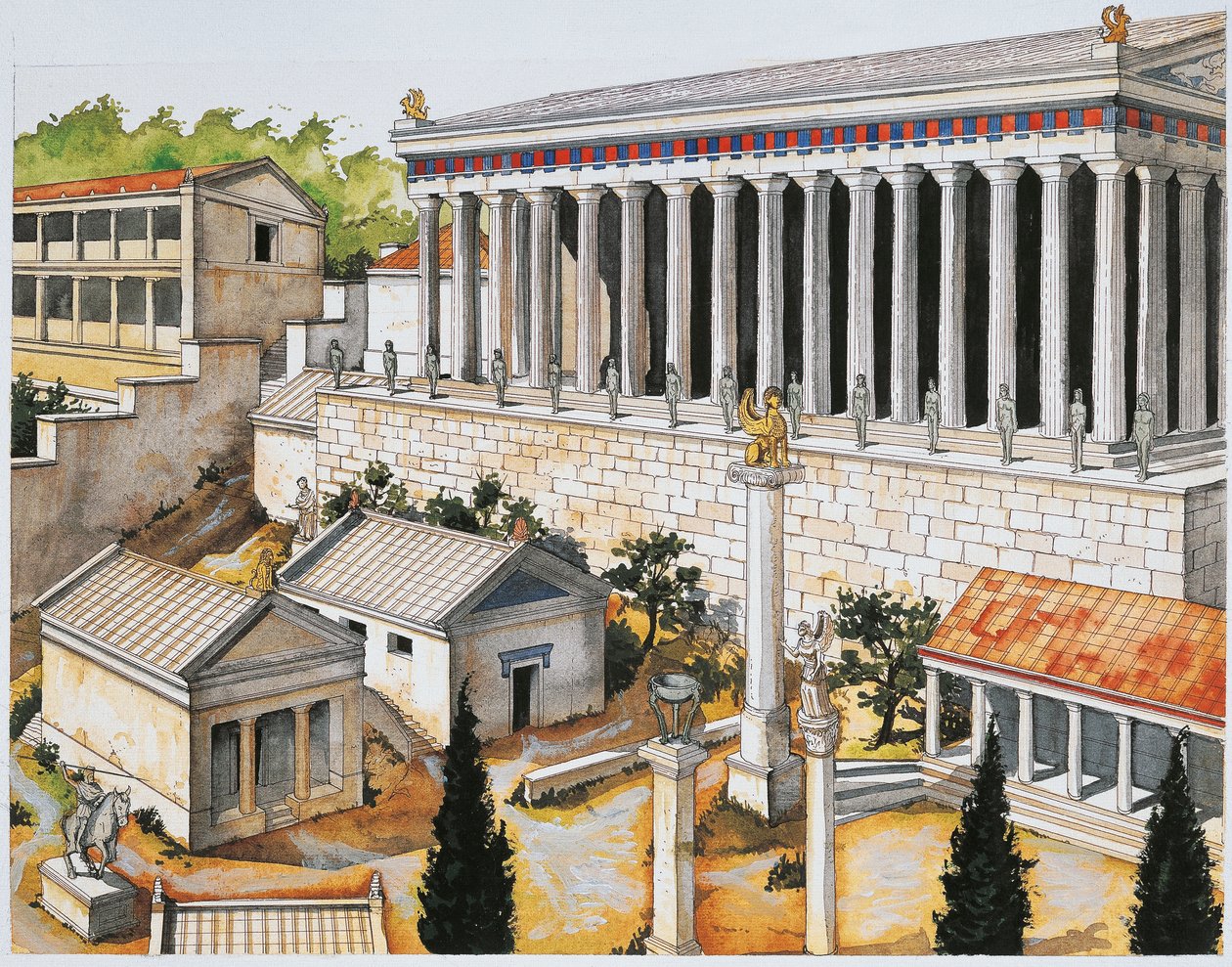 Reconstruction of the Apollo Sanctuary, Delphi, 8th to 3rd Century BC by School Italian