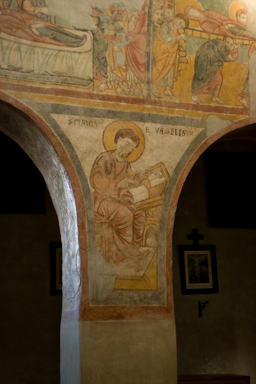 St. Mark writing the gospel by School Italian