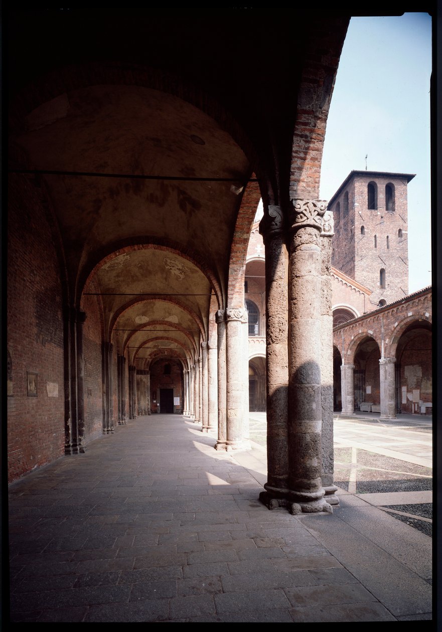 View of the Portico of the Church of Saint Ambrose by School Italian
