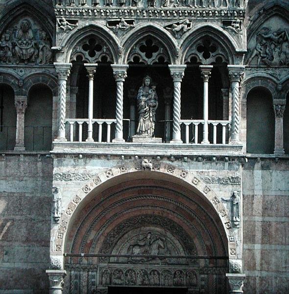 West facade, begun 1130s and completed in 15th century (detail) by School Italian