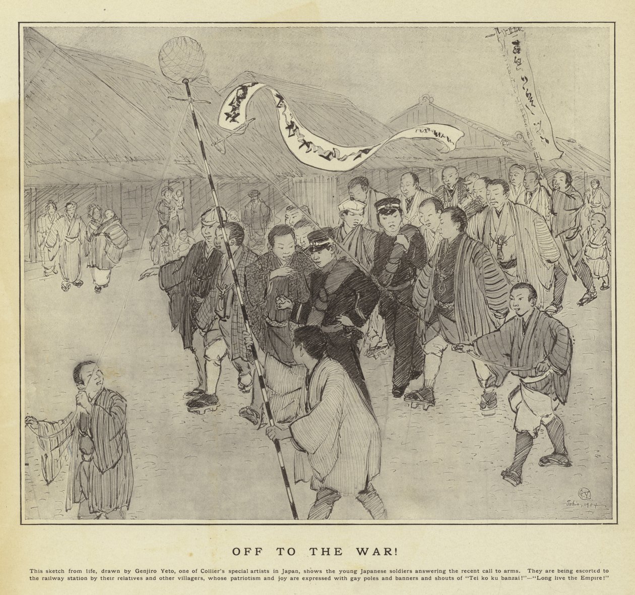 Russo-Japanese War: Off to the War by School Japanese