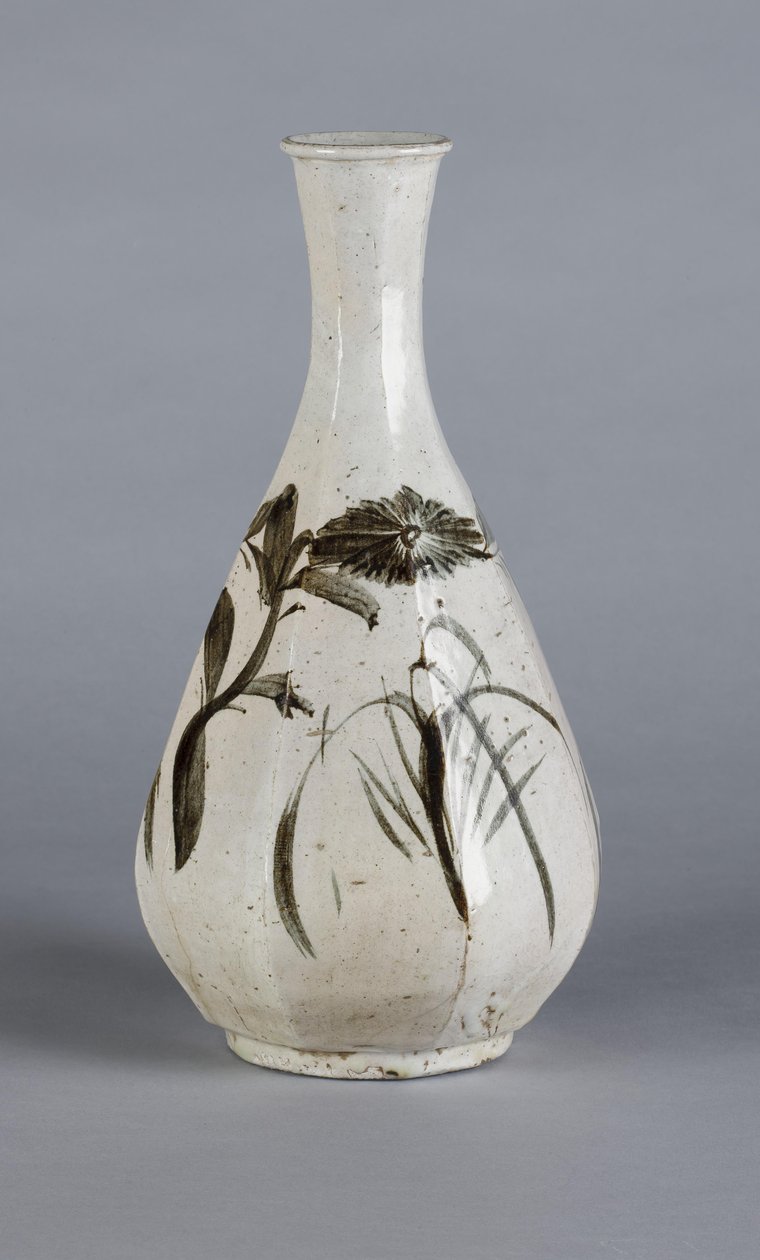 Vase with chrysanthemum and house design, Choson dynasty by School Korean