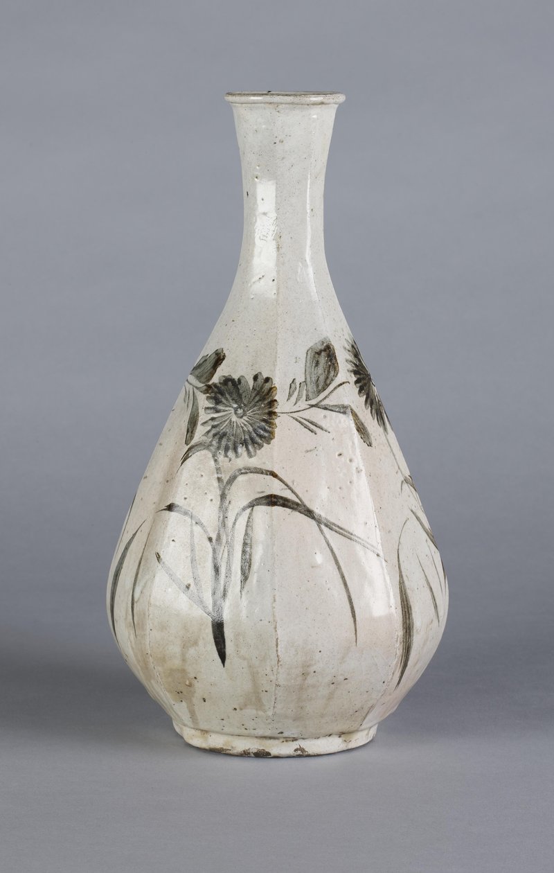Vase with chrysanthemum and house design, Choson dynasty by School Korean