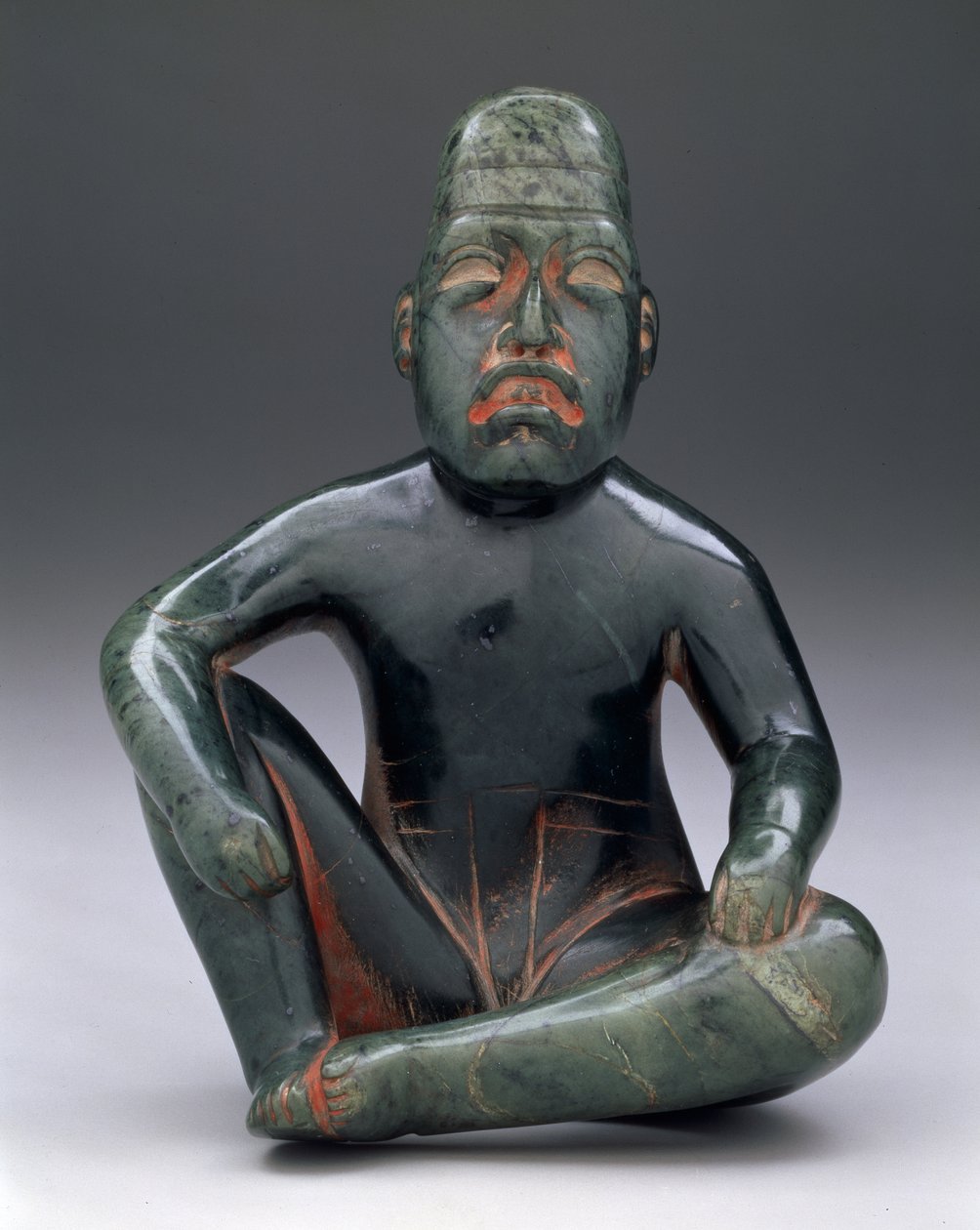 Seated Figure with Upraised Knee, Highland Olmec, San Martin Texmelucan by School Mexican