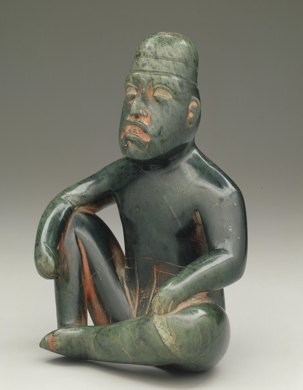 Seated Figure with Upraised Knee, Highland Olmec, San Martin Texmelucan by School Mexican