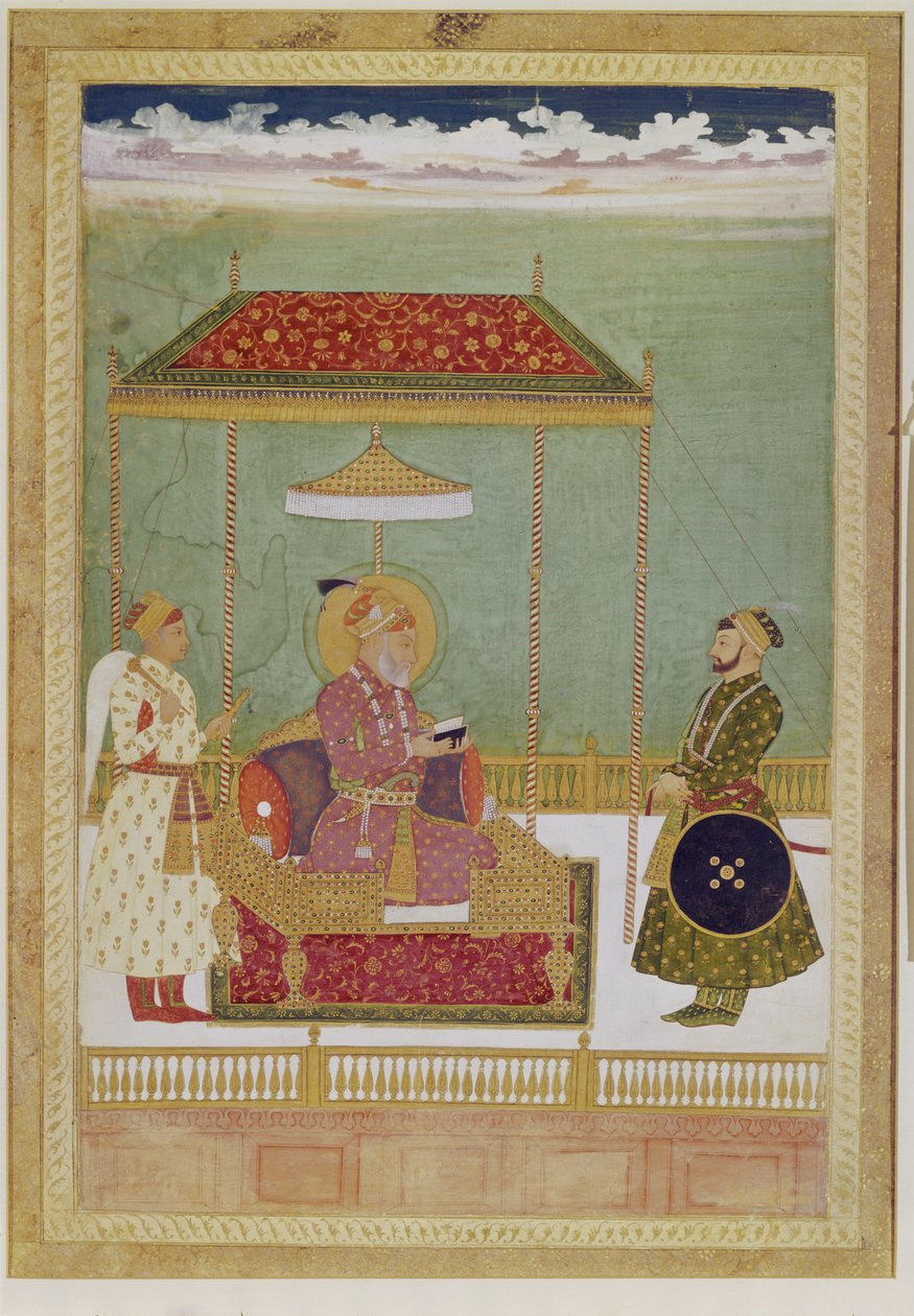 Portrait of Shah Aurangzeb with a Man, Possibly Ashraf Khan (early 18th century) by School Mughal