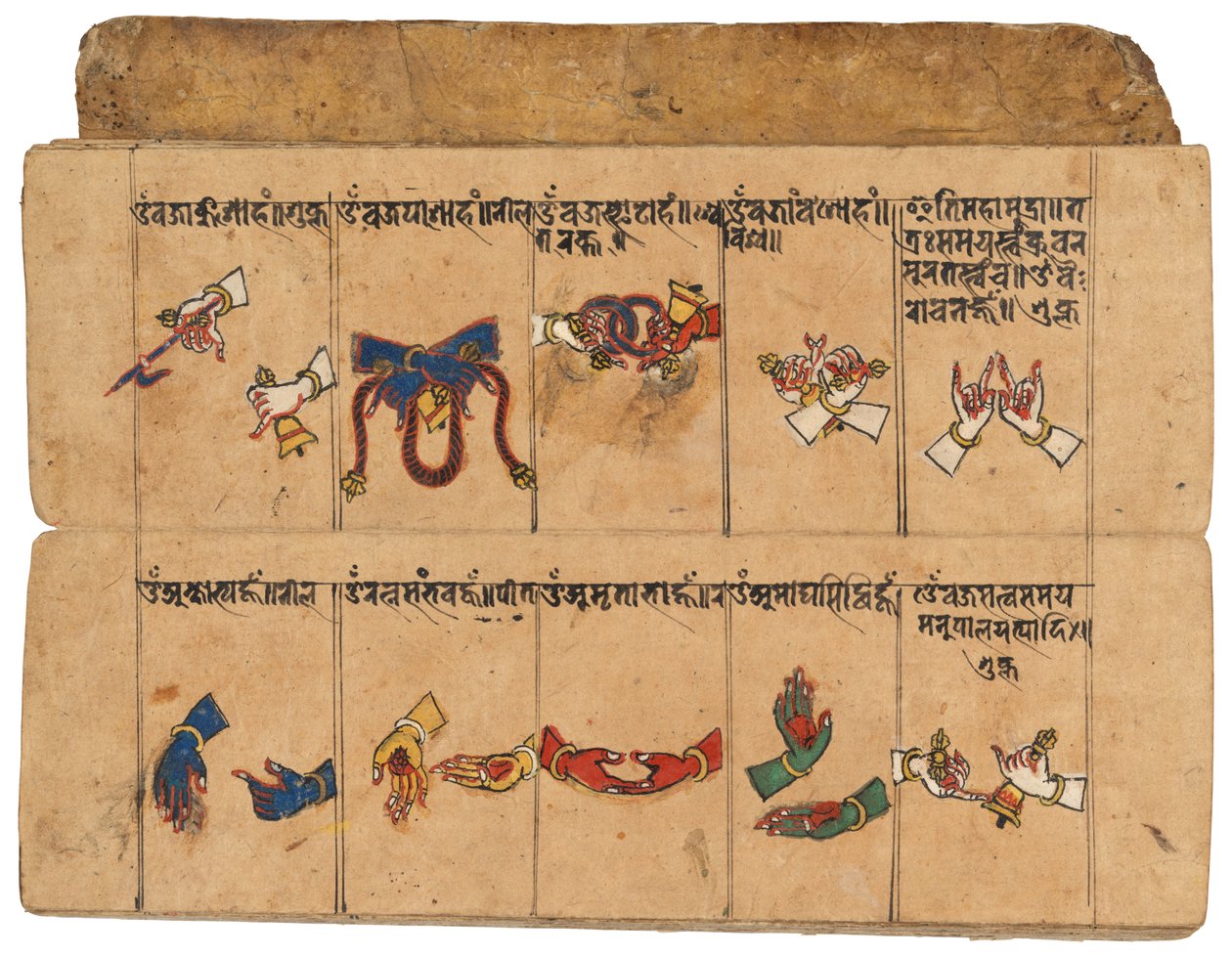 A Thyasapu Manuscript with Iconographic Illustrations of Mudras, Nepal by School Nepalese