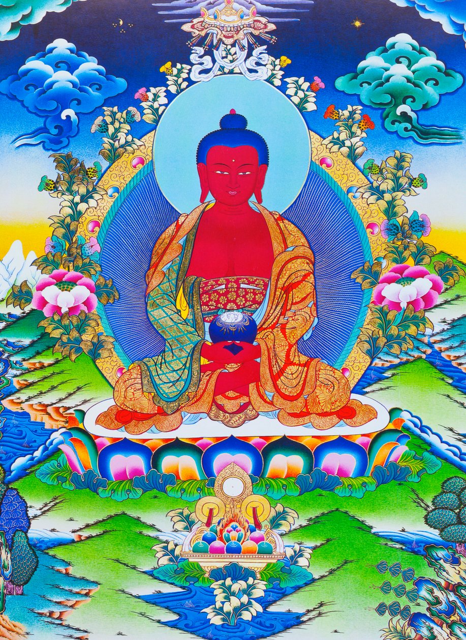 Image depicting Amitabha Buddha seated on a lotus by School Nepalese