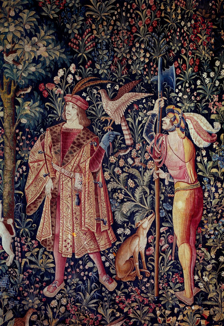 Hanging Out of Seigneurial Life: Leaving for Hunting (detail) by School Netherlandish