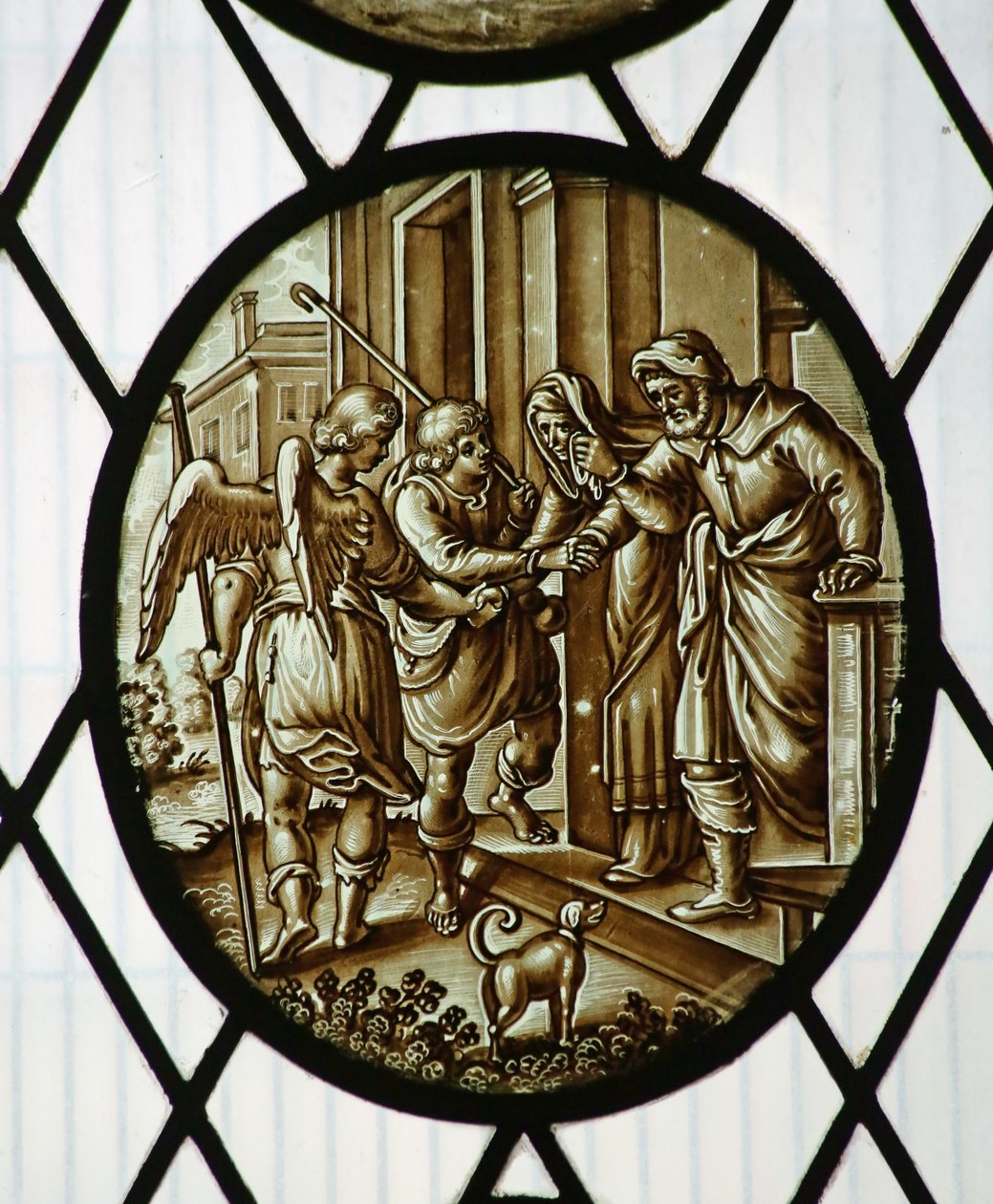 Roundel: Tobias departs with the angel, probably 19th century by School Netherlandish