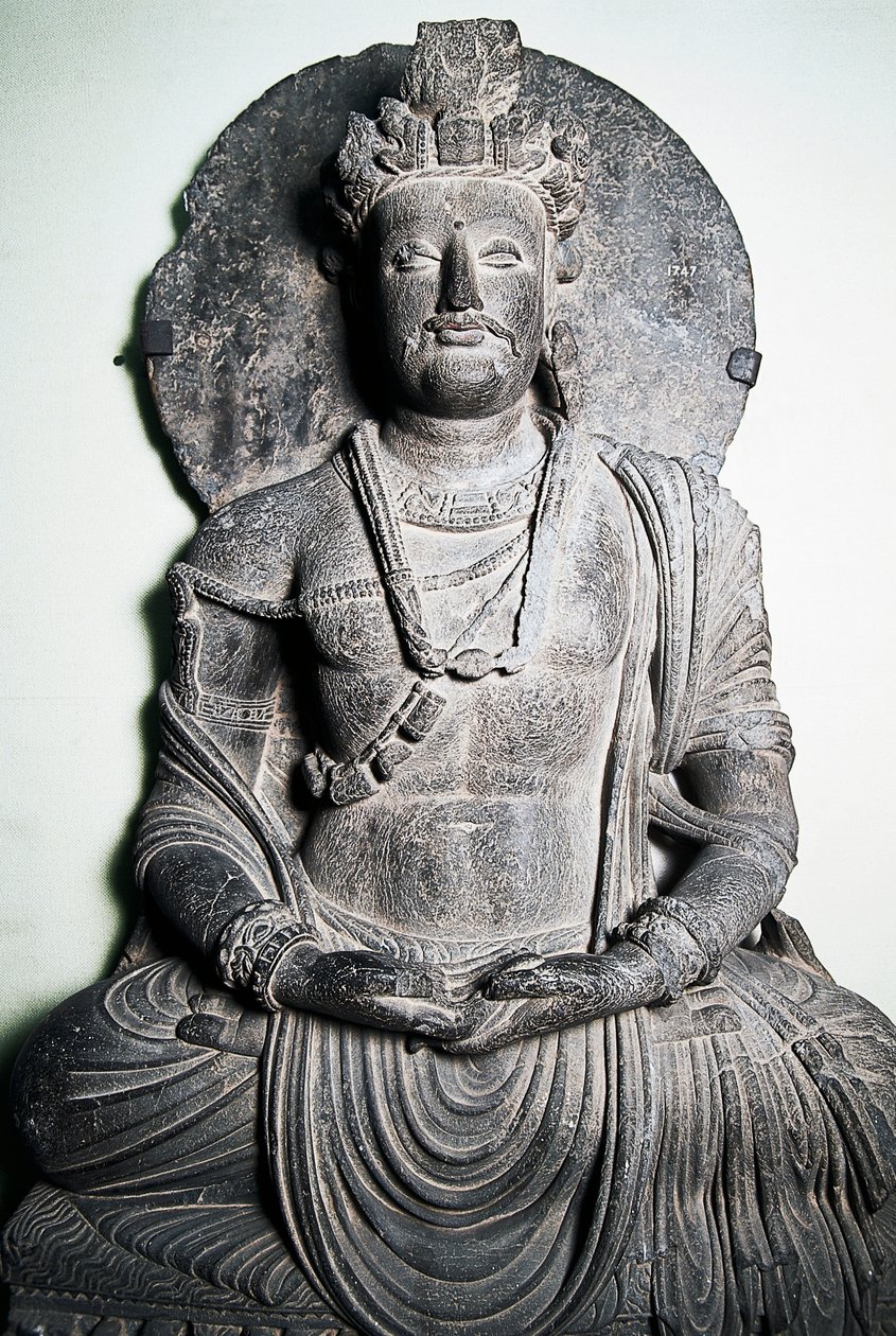 Stone sculpture depicting Buddha, Gandhara art, Peshawar, Pakistan by School Pakistani